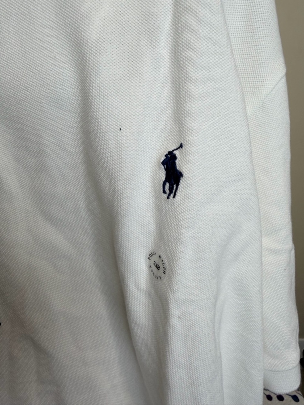 Polo by Ralph Lauren Men's White Pique Polo with Navy Pony - Picture 2 of 9